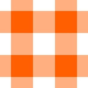Jumbo Gingham Pattern - Vivid Orange and White
