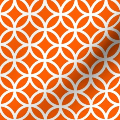 Interlocked Circle Pattern - Vivid Orange and White