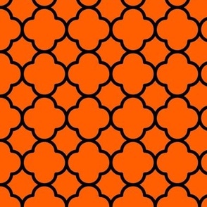 Quatrefoil Pattern - Vivid Orange and Black