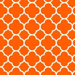 Quatrefoil Pattern - Vivid Orange and White