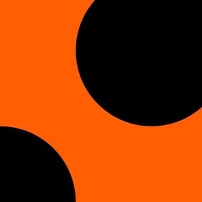 Jumbo Polka Dot Pattern - Vivid Orange and Black
