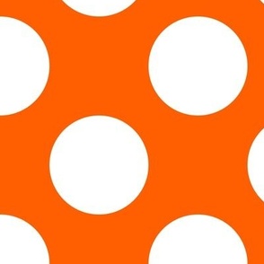 Large Polka Dot Pattern - Vivid Orange and White