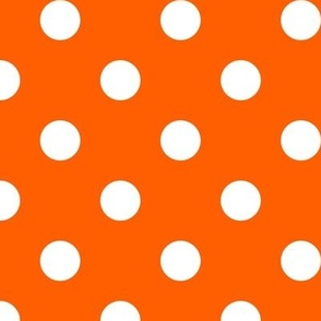 Big Polka Dot Pattern - Vivid Orange and White