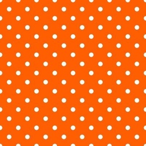Small Polka Dot Pattern - Vivid Orange and White