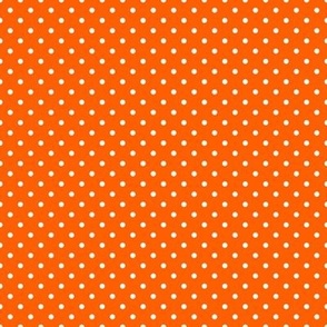 Tiny Polka Dot Pattern - Vivid Orange and White