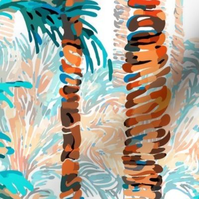 Palm Springs - Palms Sway Wallpaper - Cool Palette | White 