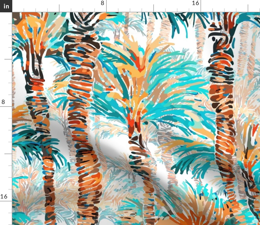 Palm Springs - Palms Sway Wallpaper - Cool Palette | White 