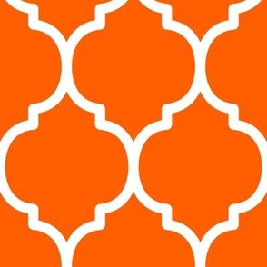 Extra Large Moroccan Tile Pattern - Vivid Orange and White