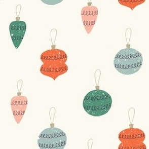 Christmas Ornaments - Red, Peach, Green, Blue