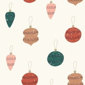 Christmas Ornaments - Red, Peach, Green, Brown