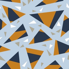 Shape Shuffle : triangles in blue and ocher - large