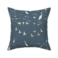 Seacoast Shorebirds in Indigo Blue