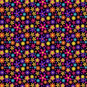 Psychedelic Daisies on Black small