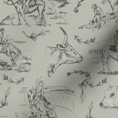 Cowgirl's Western Toile - Sage -  Western Toile, Cowboy Toile, Country Western Toile