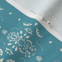 Damask in Peacock Blue - simple, modern, large scale 