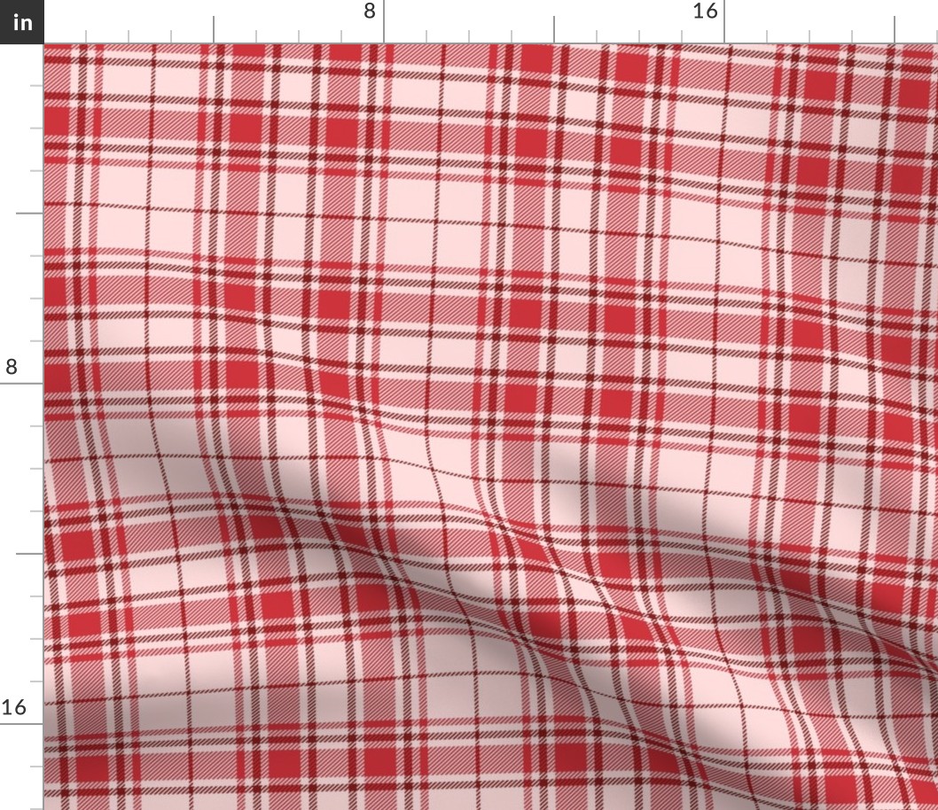 Tartan Plaid - Light Pink with Light and Dark Red