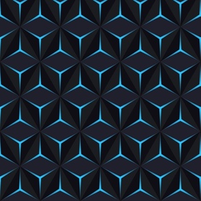 Tech geometrics 3D diamonds neon blue navy Wallpaper