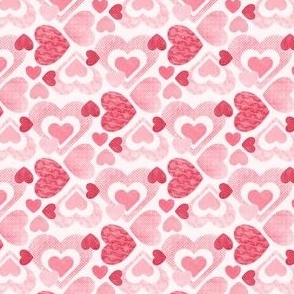 Retro Textured Pink Hearts 
