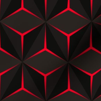 Tech geometrics 3D diamonds electric red black Wallpaper