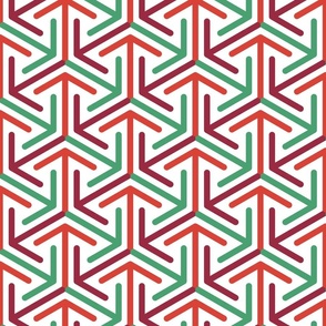 Retro Christmas line geometrics red green burgundy