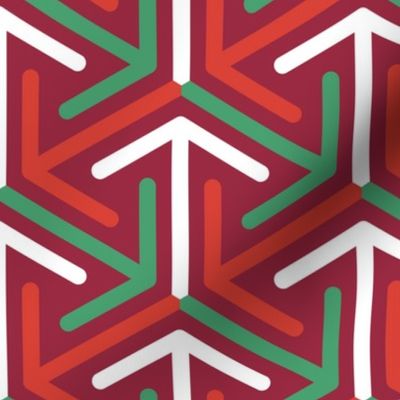 Retro Christmas line geometrics burgundy red green white