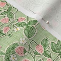 small 'paper cut' strawberries damask - small scale