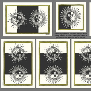 PLACEMATS - SUN- MOON FACES - IVORY GREY