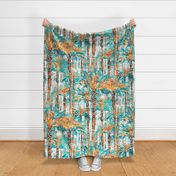 Palm Springs Forest Wallpaper | Aqua/Teal/Oranges