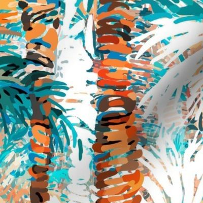 Palm Springs Forest Wallpaper | Aqua/Teal/Oranges