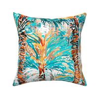 Palm Springs Forest Wallpaper | Aqua/Teal/Oranges