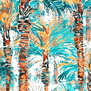 Palm Springs Forest Wallpaper | Aqua/Teal/Oranges