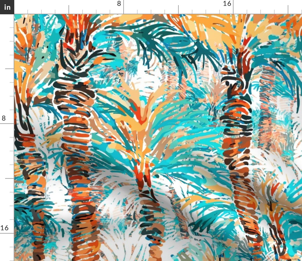 Palm Springs Forest Wallpaper | Aqua/Teal/Oranges