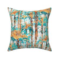 Palm Springs Forest |  Small | Aqua/Teal/Oranges