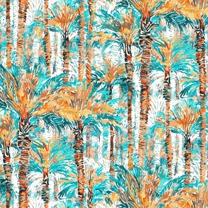 Palm Springs Forest |  Small | Aqua/Teal/Oranges