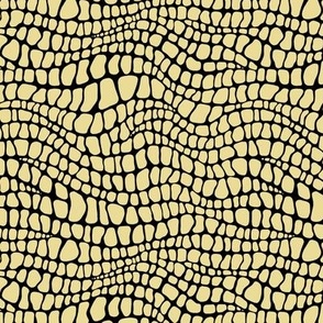 Alligator Pattern - Custard and Black