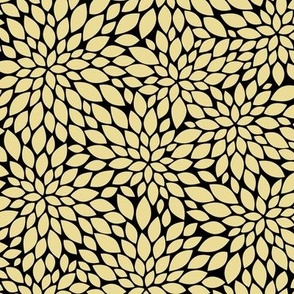 Dahlia Blossom Pattern - Custard and Black