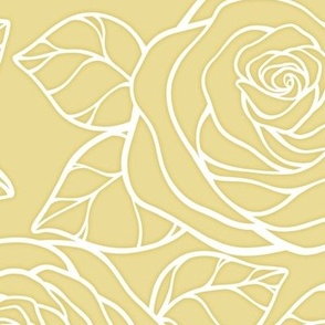 Large Rose Cutout Pattern - Custard and White