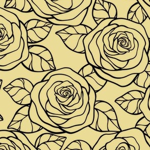 Rose Cutout Pattern - Custard and Black