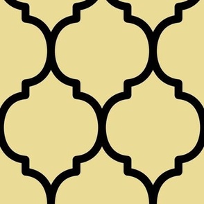 Extra Large Moroccan Tile Pattern - Custard and Black