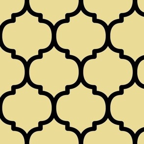 Large Moroccan Tile Pattern - Custard and Black