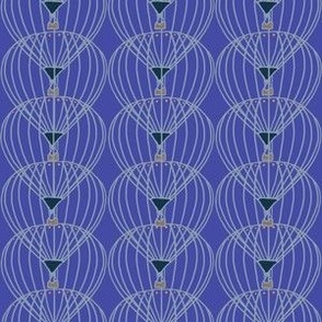 Periwinkle Grey line drawing hot air balloon on periwinkle background