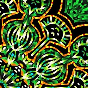 Custom Large Scale Kaleidoscope Medallion in green on black