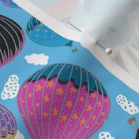 Tossed hot air balloons Travel in the clouds 6” repeat