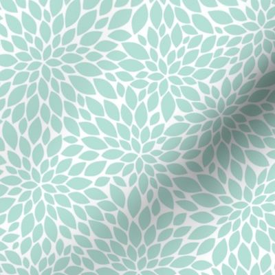 Dahlia Blossom Pattern - Pastel Mint and White