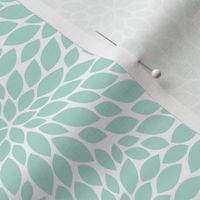 Dahlia Blossom Pattern - Pastel Mint and White