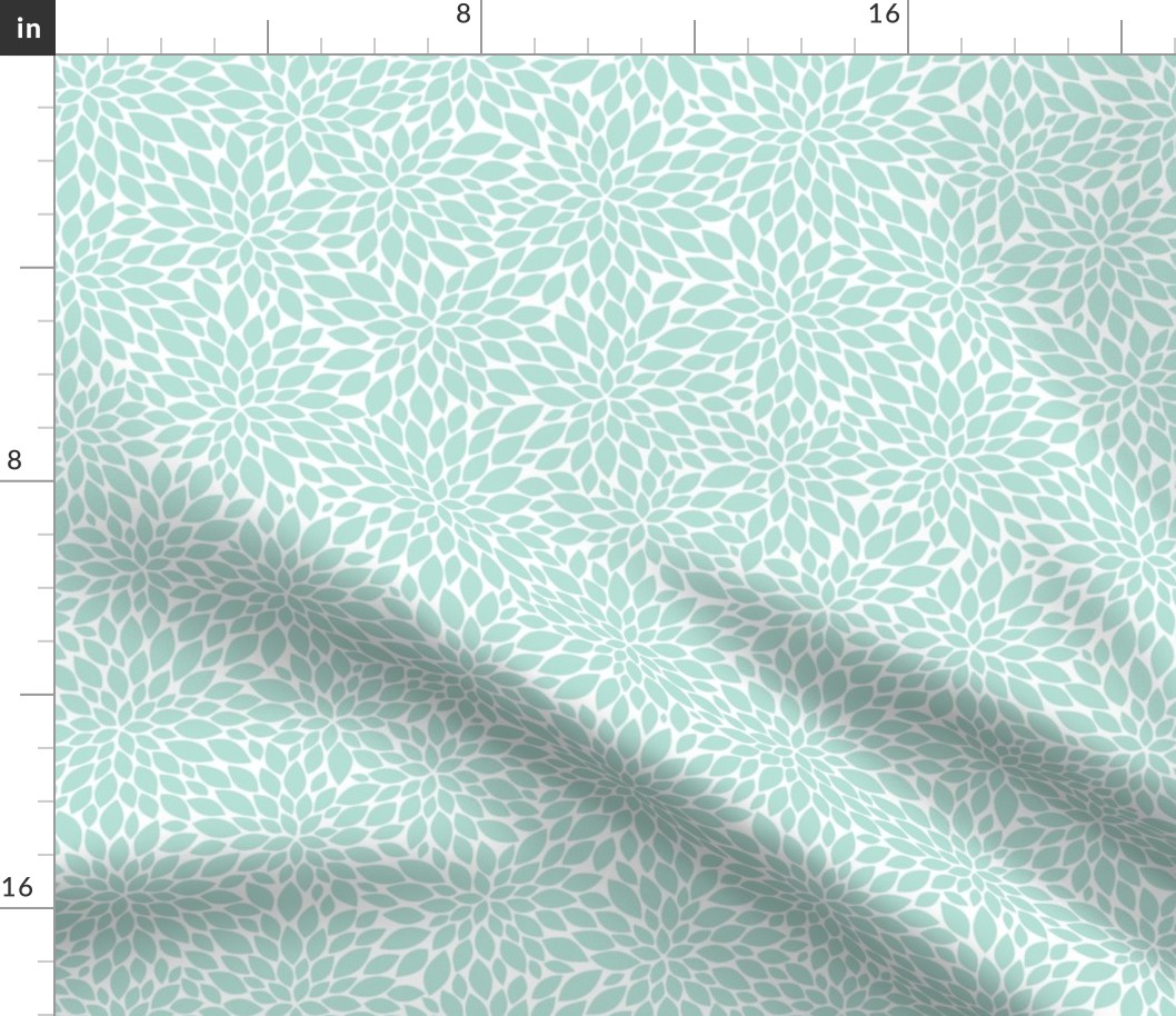 Dahlia Blossom Pattern - Pastel Mint and White