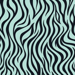 Zebra Stripe Pattern - Pastel Mint and Midnight Black