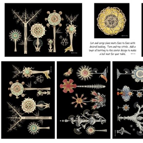 PLACEMATS - HAECKEL FLOWERS - ON BLACK