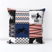 Motocross//A little Dirt Never Hurt//Navy&Coral - Wholecloth Cheater Quilt