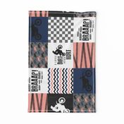 Motocross//A little Dirt Never Hurt//Navy&Coral - Wholecloth Cheater Quilt - Rotated